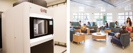 Transmission Electron Microscope; the completed Carleton Commons space. 