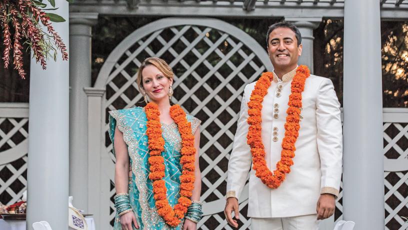 Amish Jhaveri with spouse during their wedding ceremony.