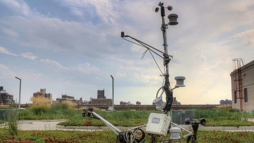 Sensors on a Columbia University Green Roof measuring the impact of initiatives for healthier urban environments.