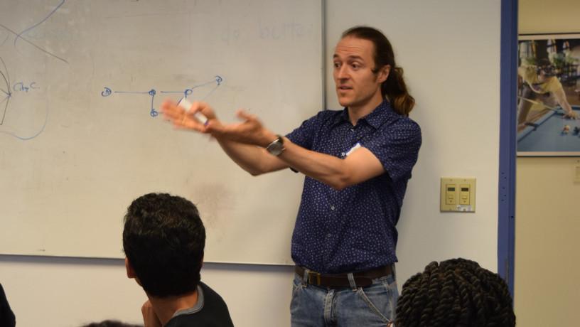 Students listening to Prof. Augustin Chaintreau during a class.