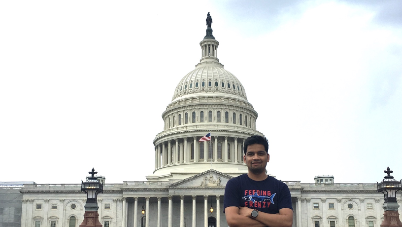 Vinayak Shinde in Washington, DC, in front of the Capitol.